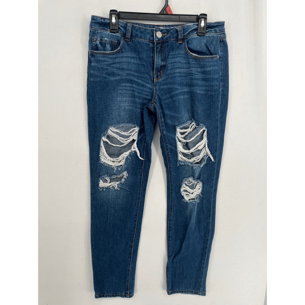 Refuge Distressed Ripped Denim Jeans Medium Wash 100% Cotton Size 6